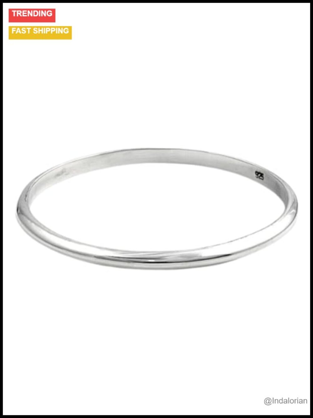 925 Sterling Silver 4mm Thick Polished Bangle Bracelet